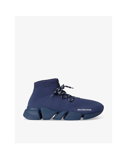 Balenciaga Blue Vy Speed 2.0 Lace-up Stretch-knit Low-top Trainers for men