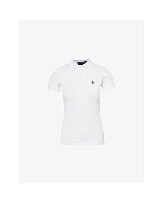 Polo Ralph Lauren White Julie Slim-Fit Short-Sleeve Cotton-Piqué Polo Shirt