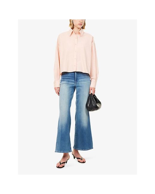 GOOD AMERICAN Blue Soft Tech Good Waist Palazzo Denim Ankle Jeans