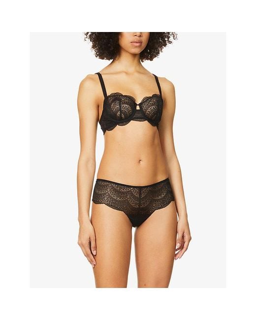Simone Perele Black Karma Mid-Rise Stretch-Lace Briefs
