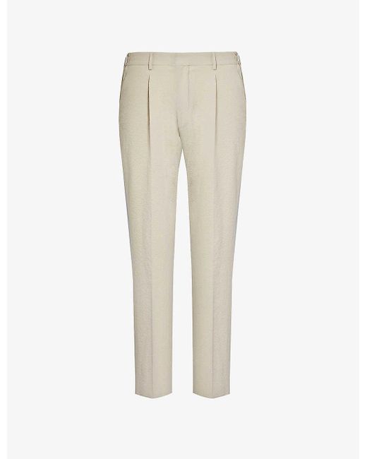 Corneliani Natural Seersucker-textured Straight-leg Cotton Trousers for men