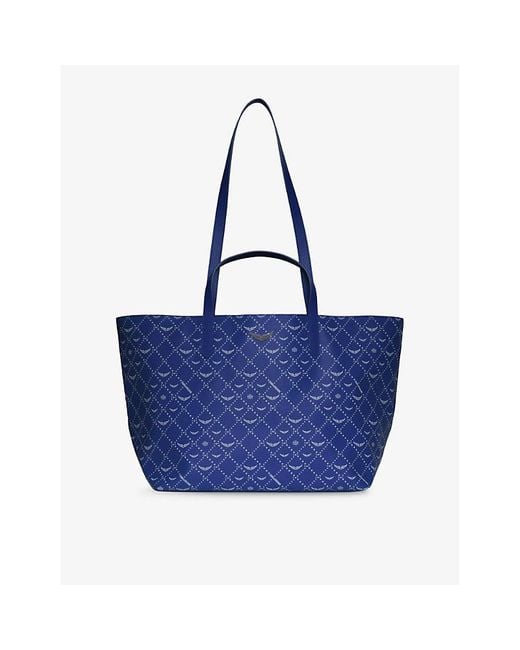 Zadig & Voltaire Blue Logo-Print Coated-Canvas Xl Shopper