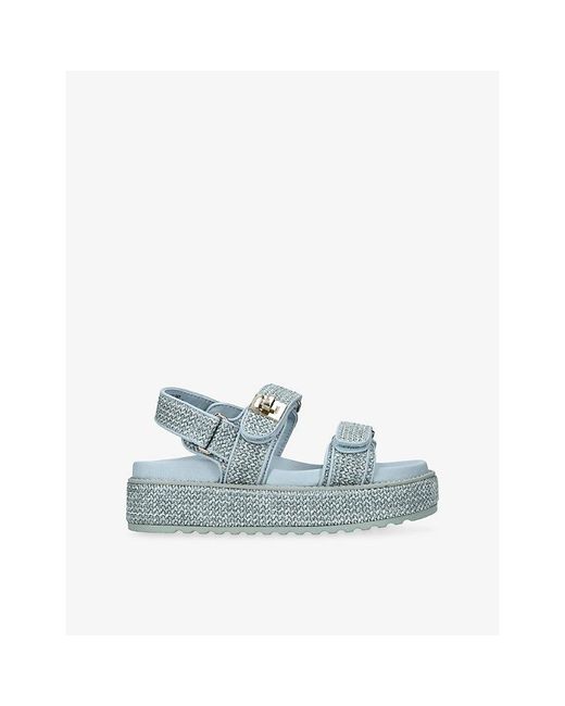 Steve Madden Blue Bigmona Raffia Flat Sandals
