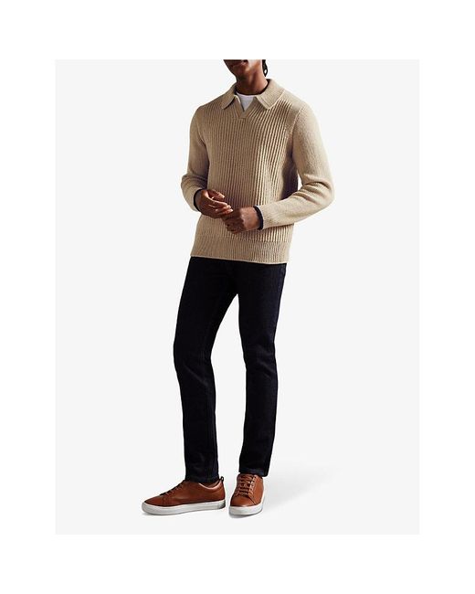 Ted Baker Natural Ademy Ribbed Knitted Jumper for men
