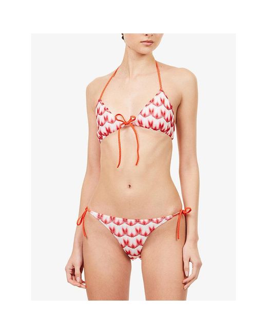 Missoni Red Chevron-Print Raschel Knit Bikini Set