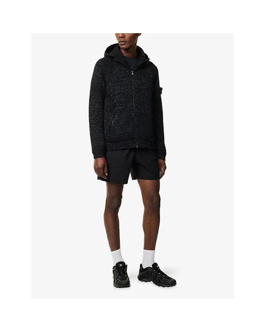 Stone Island Black Tela Paracadute Compass-Badge Stretch-Cotton Shorts for men