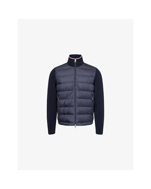 Moncler Blue Logo-Patch Zipped Woven Cardigan for men