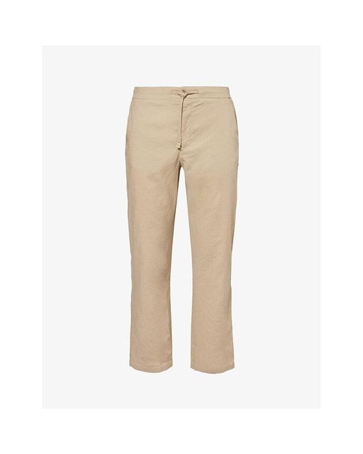 Frescobol Carioca Natural Mendes Tapered-leg Stretch-linen And Cotton-blend Trousers for men