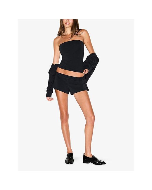 Skims Black Strapless Cotton-Jersey Tube Top