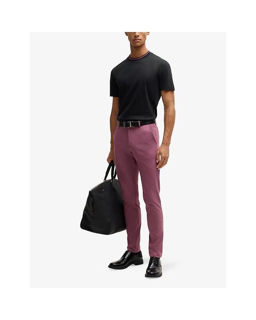 Boss Black Striped-Trim Slim-Fit Cotton-Jersey T-Shirt for men