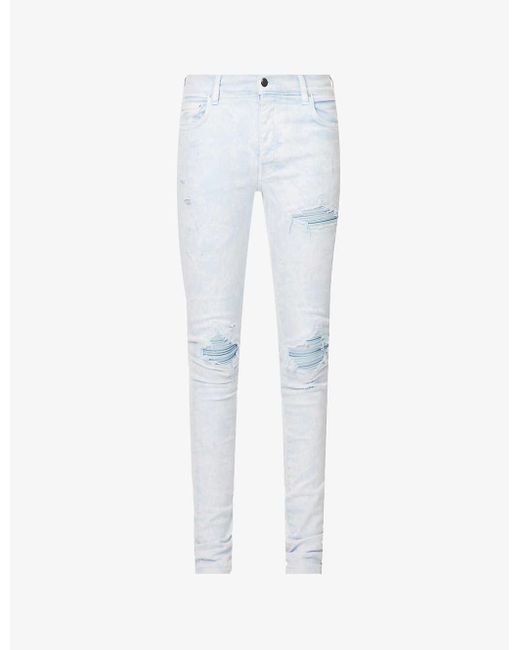 Amiri White Distressed Brand-patch Slim-fit Jeans for men