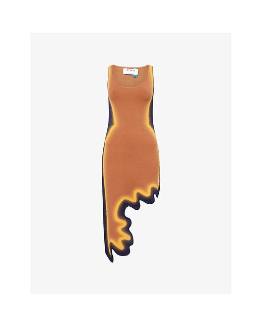 Ph5 Brown Aster Reversible Wavy Knit Mini Dress