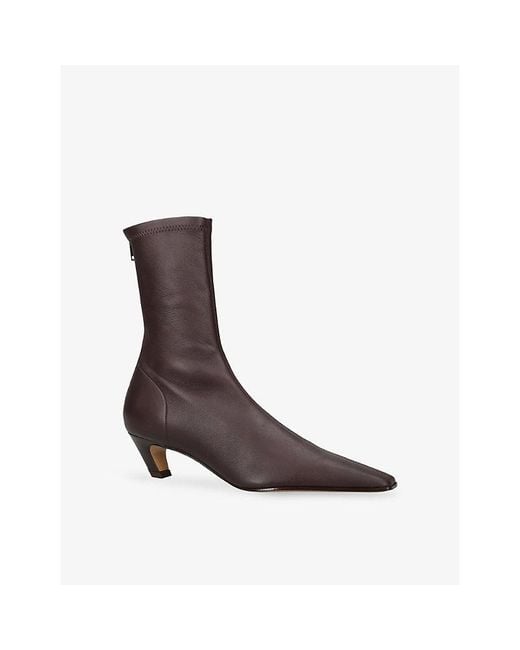 Khaite Brown Arizona 40 Stretch-Leather Ankle Boots