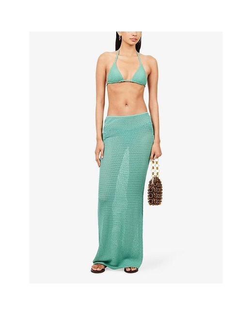 Cheap Monday Green Fontelina Mid-Waist Crochet-Knit Maxi Skirt