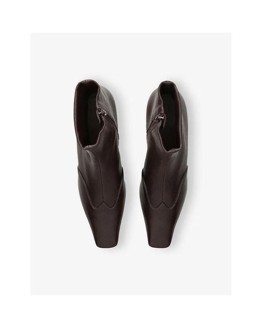 Khaite Brown Nevada Leather Heeled Ankle Boots