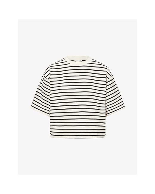 Anine Bing White Myers Cropped Cotton-Blend T-Shirt