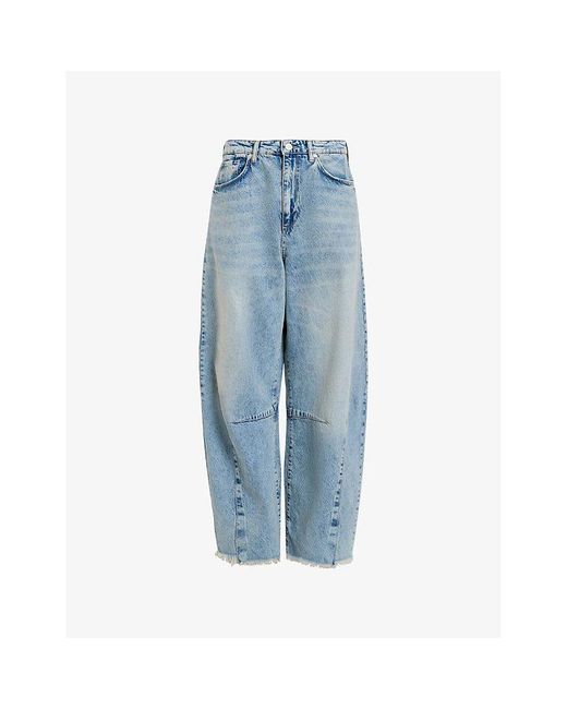 AllSaints Blue Jett Barrel-Leg Denim Jeans