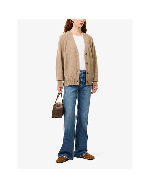 PAIGE Natural Hikari V-Neck Wool-Blend Cardigan
