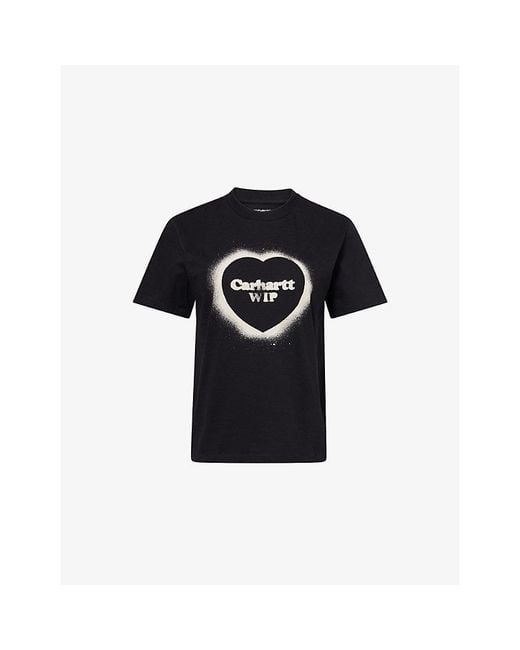 Carhartt Black Logo Spray Heart Cotton T-Shirt