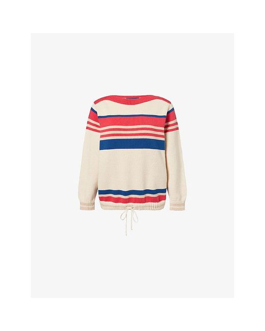 Mother Red The Ls Skipper Striped Knitted-Cotton Jumper