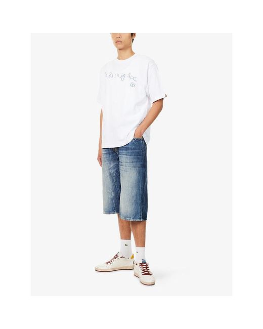 A Bathing Ape White Hand-Drawn Logo-Print Cotton-Jersey T-Shirt for men