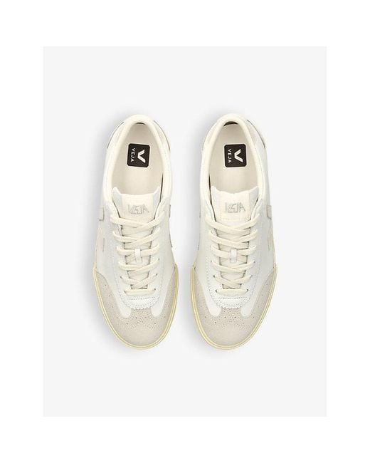 Veja Natural Volley Logo-Embroidered Leather Low-Top Trainers for men