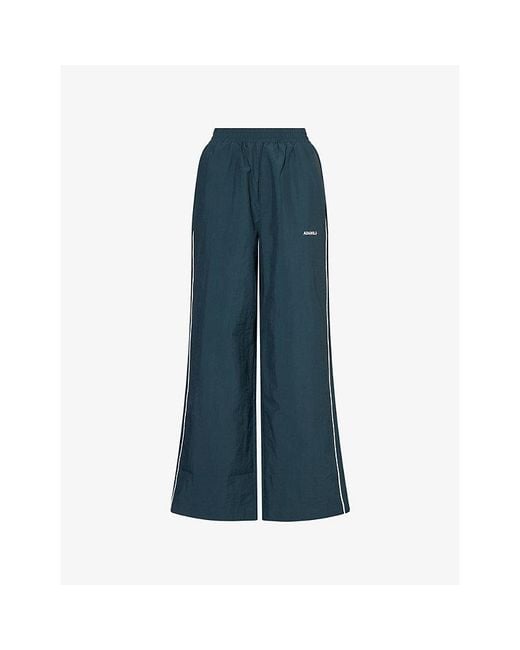 ADANOLA Blue Logo-Embroidered Straight-Leg Woven Jogging Bottoms