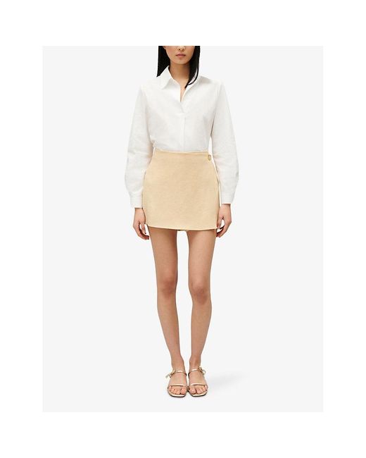 Claudie Pierlot Natural Wrap-around Mid-rise Woven Mini Skirt Shorts