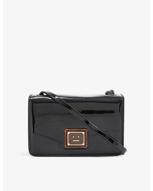 Acne Black aggri Face-patch Faux-leather Cross-body Bag