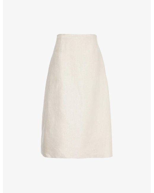 Theory White A-line Darted Linen Maxi Skirt