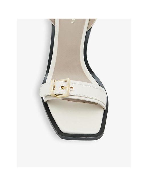 AllSaints White Pamela Buckle-embellished Heeled Leather Sandals