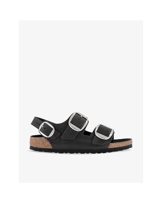 Birkenstock Black Milano Buckle-embellished Faux-leather Sandals