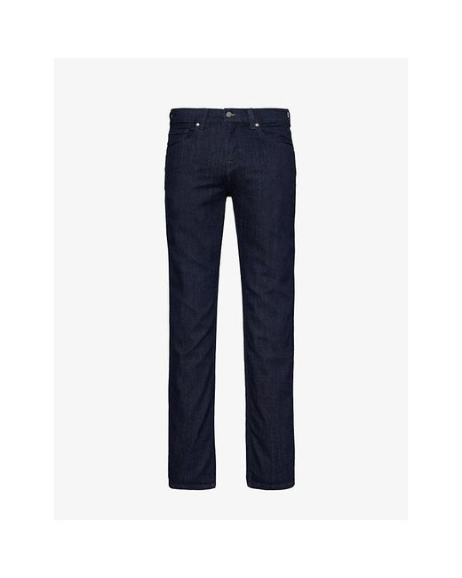 7 For All Mankind Blue Slimmy Executive Straight-Leg Mid-Rise Stretch Denim-Blend Jeans for men
