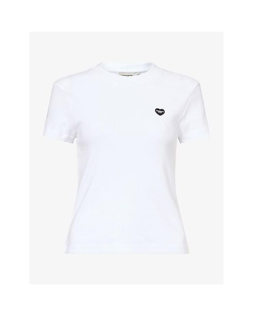 Carhartt White Heart-Patch Short-Sleeve Cotton-Jersey T-Shirt