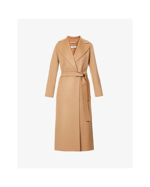 Max Mara Natural Poldo Wrap-Over Wool Coat