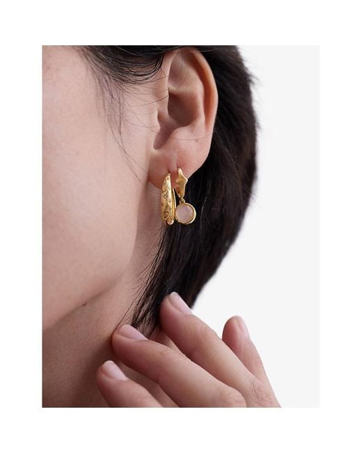 Astley Clarke Metallic Luna 18Ct- Plated Sterling- And Quartzite Huggie Earrings