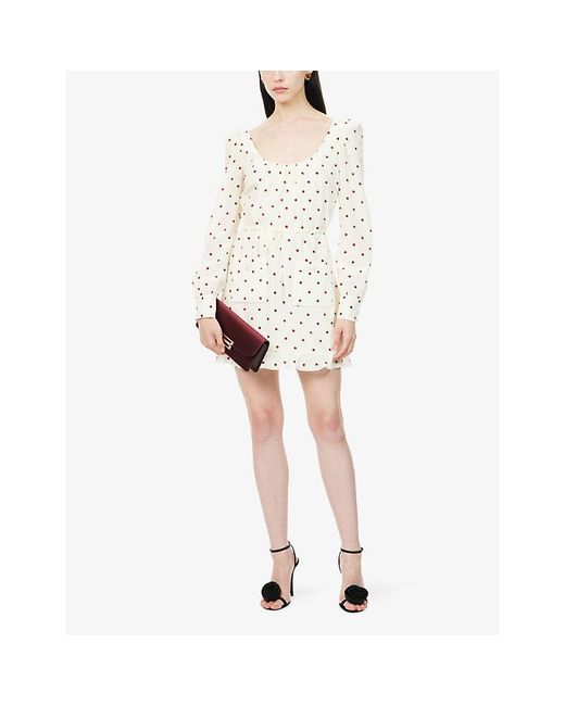 Alessandra Rich White Printed Scoop-Neck Silk Mini Dress