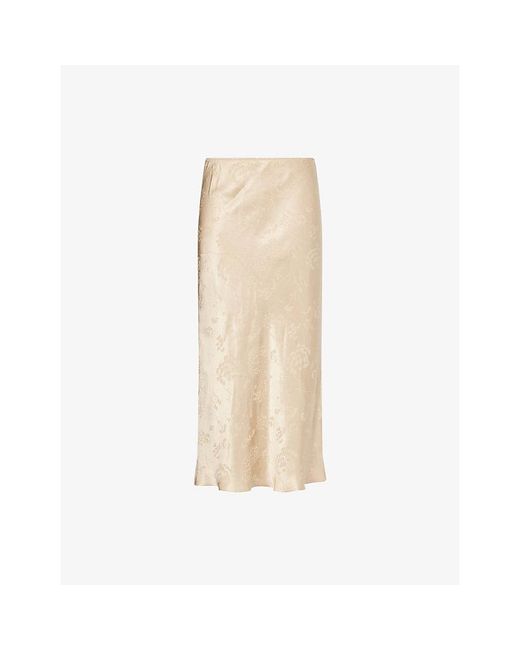 Anna October Natural Champaca Jacquard Satin Midi Skirt