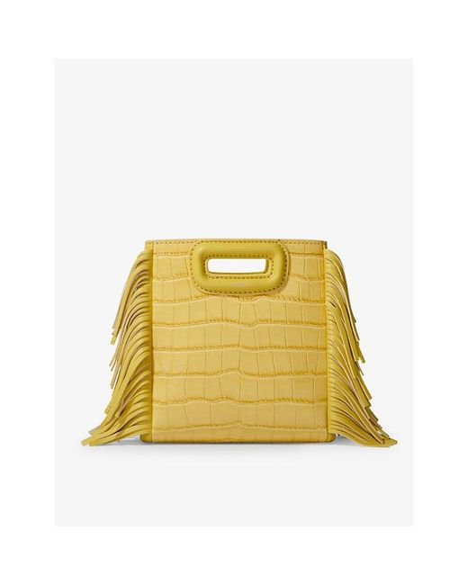 Maje Yellow M Mini Mock-croc Embossed-leather Cross-body Bag