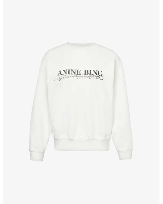 Anine Bing White Ramona Brand-print Cotton-jersey Sweatshirt