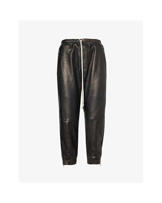 Rick Owens Black Tapered-leg High-rise Leather Trousers