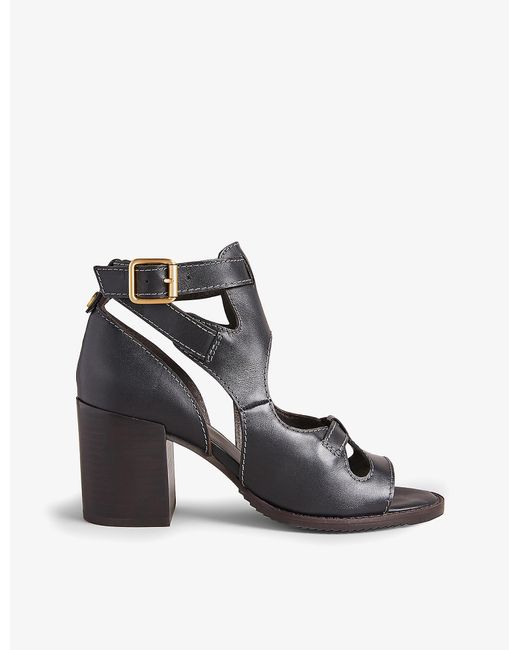 Ted Baker Black Jaylei Cut-out Heeled Leather Sandals