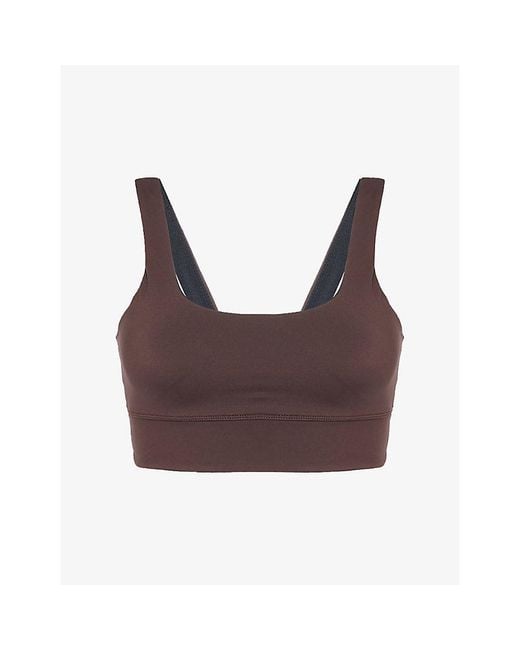 Varley Brown Freesoft Removable-Padding Stretch-Woven Bra