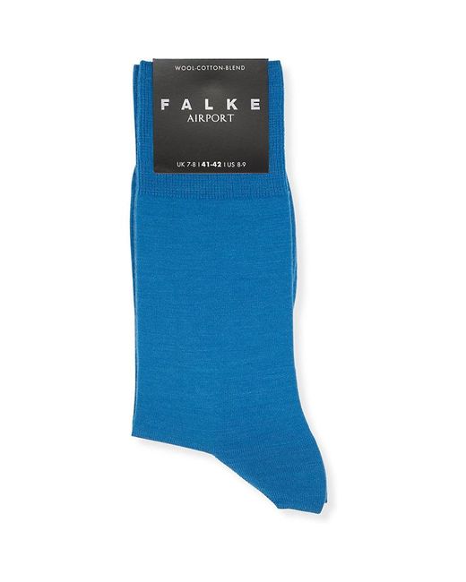 Falke Blue Airport Logo-print Stretch-wool Blend Socks for men