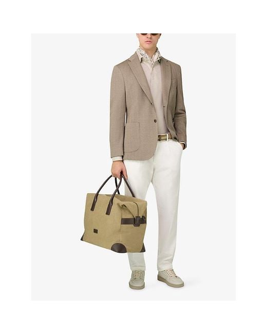 Boggi Natural Single-Breasted Herringbone Cotton-Blend Blazer for men