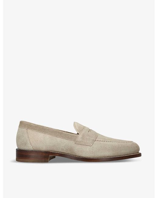Loake White Imperial Suede Penny Loafers for men