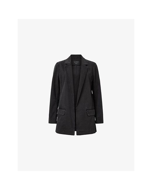 AllSaints Black Aleida Single-Breasted Denim Blazer