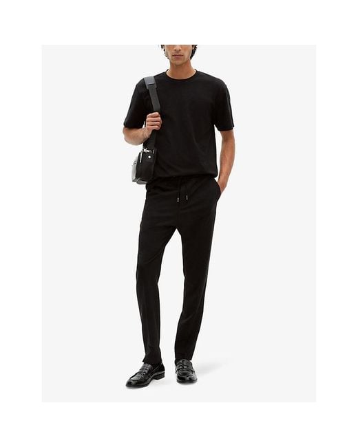 The Kooples Black Crewneck Regular-Fit Short-Sleeve Cotton T-Shirt for men