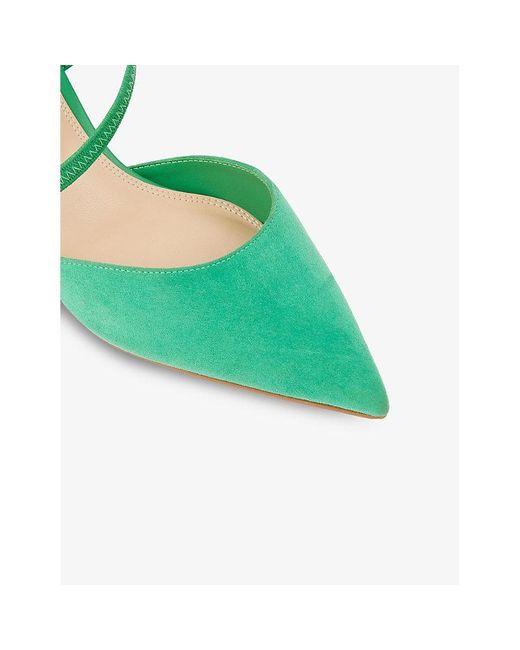 Dune Green Citrus Asymmetric Heeled Suede Court Shoes
