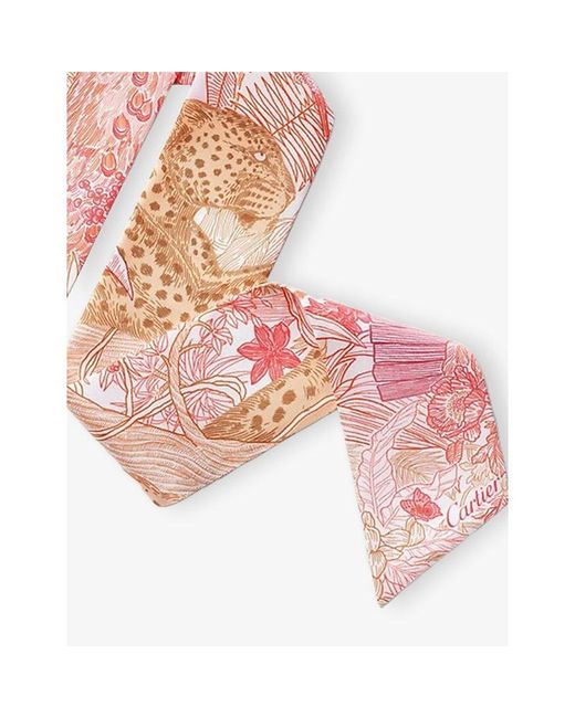 Cartier Pink Panthère Greenhouse Silk-Twill Bandeau